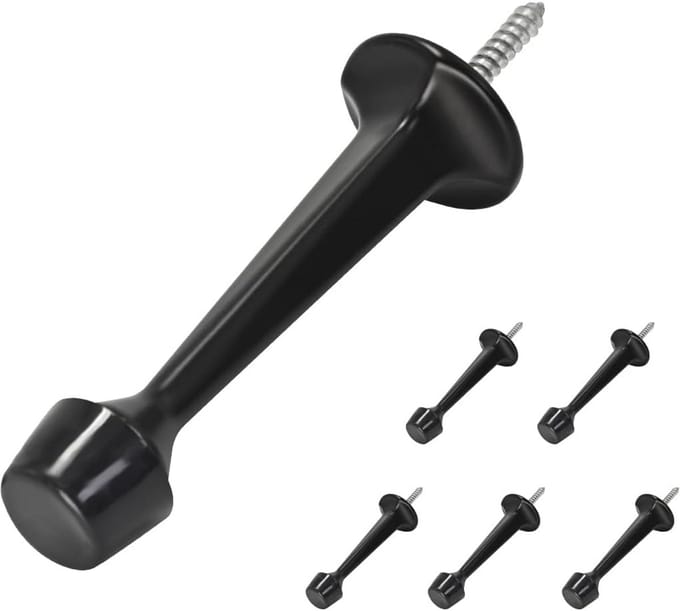 Set van 6 Stevige Deurstopper met Rubberen Punt, Zink Gietwerk