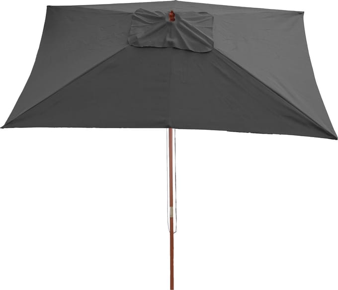 Parasol Florida, tuinparasol, marktparasol, 2x3 m polyester/hout 6 kg ~ antraciet