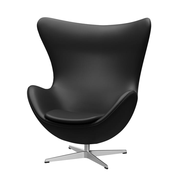 Fritz Hansen - Het ei - leer Aura zwart - aluminium