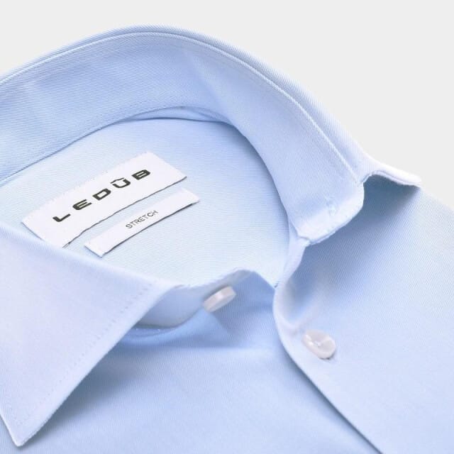 Ledub modern fit overhemd - popeline - lichtblauw - Strijkvriendelijk - Boordmaat: 38
