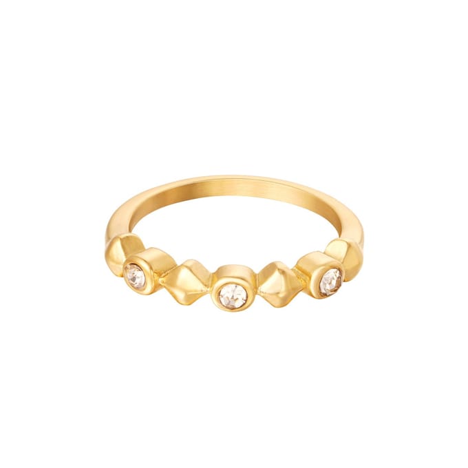 Ring - Steentjes - Goudkleurig - Stainless steel - Yehwang