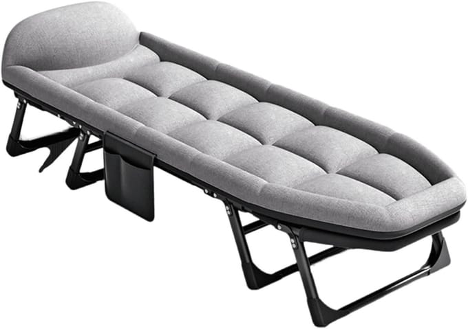 Opvouwbaar campingbed - Kampeerbedje ligstoel - Ontspannen buiten - Verstelbare rugleuning - 190x65cm - Grijs