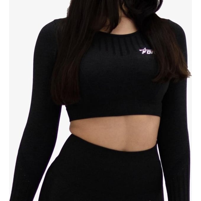 FORZA - maat M -  NAADLOZE CROP TOP - MIDNIGHT BLACK