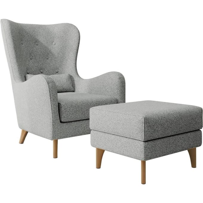 Fauteuil met hocker Casara bouclé | NADUVI Collection