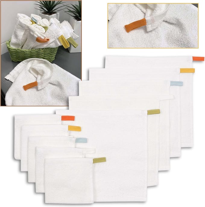 KRAMA, 10x katoen, witte handdoek 30x30 cm -
