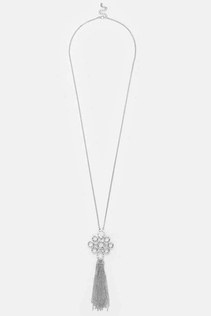 Yours Zilverkleurige Lange Ketting Met Kwastjessize One Size