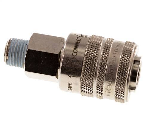 Vernikkeld Messing DN 7.8 Safety Luchtkoppeling Snelkoppeling R 1/4 inch Buitendraad - CLS7-M-BN-SE-014
