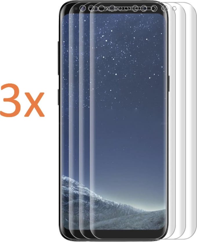 3x Screenprotector geschikt voor Samsung Galaxy S8 - Edged (3D) PET Folie Screenprotector Transparant 0.2mm
