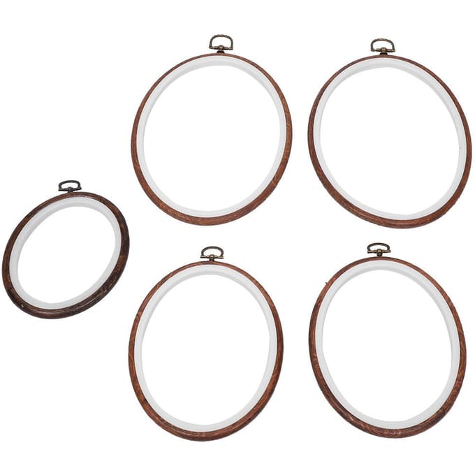 5 stuks Borduurringen Cirkel Kruissteek Ring Ovaal Frame Retro DIY Accessoire Gereedschap white
