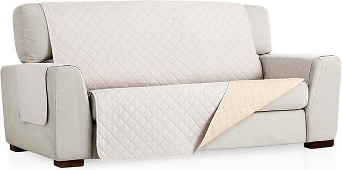Duo quilt - Bankbeschermer - 200cm breed - Ivoor - Twee kanten te gebruiken - OekoTex keurmerk