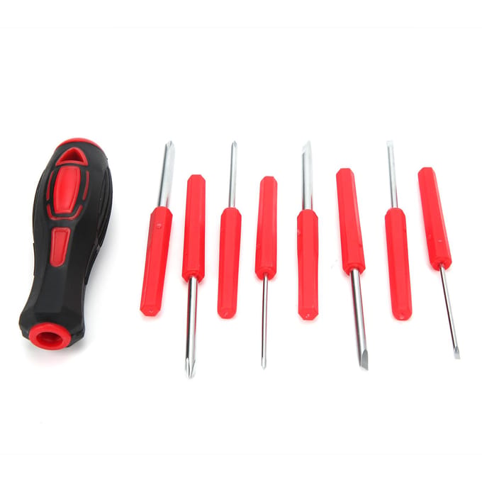 Schroevendraaier Combinatieset Multifunctioneel Reparatie 8 in 1 Handgereedschapsset met Handvat red