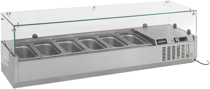 Combisteel Horeca Opzetkoelvitrine - 10x 1/4 GN - +2°c/+8°c - 2000x335x435mm