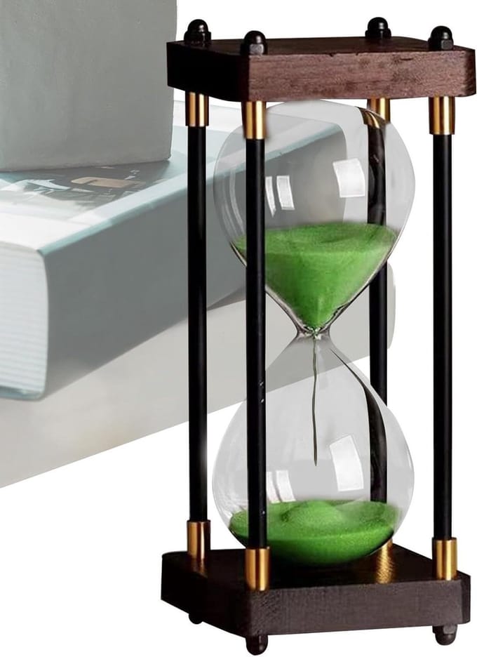 Zandloper Decoratie - Glazen Timer - Ontspanning en Concentratie - Elegant Functioneel Design - 12 x 12 x 25 cm