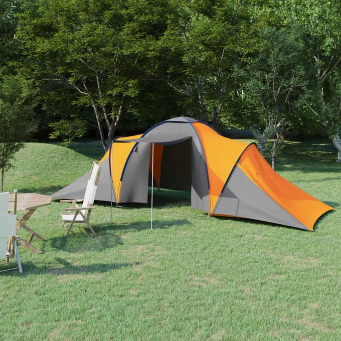 vidaXL - Tent - 6-persoons - grijs - en - oranje