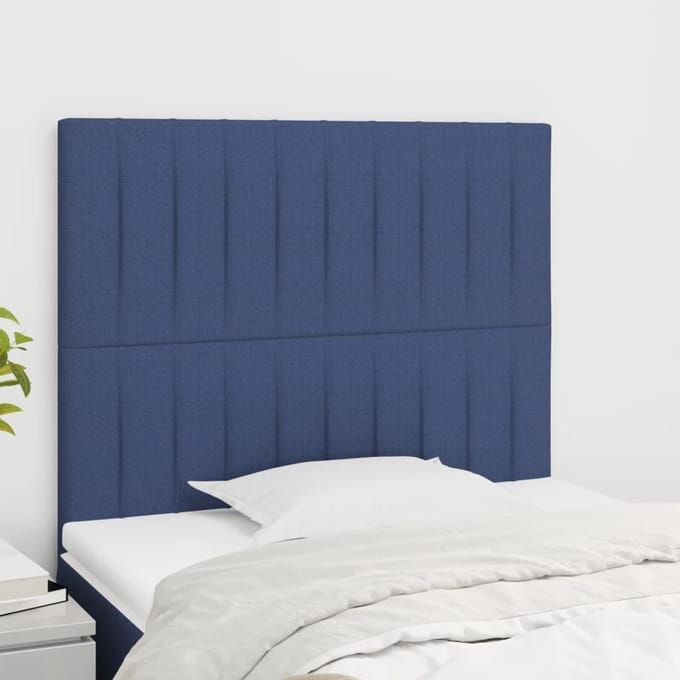 vidaXL - Hoofdbord - blauw - 100x5x118/128 - cm - stof