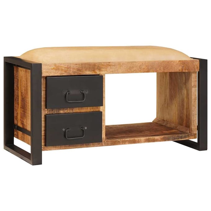 vidaXL - Opslagbank - Bruin - 80 - x - 35 - x - 40 - cm - Massief - mangohout