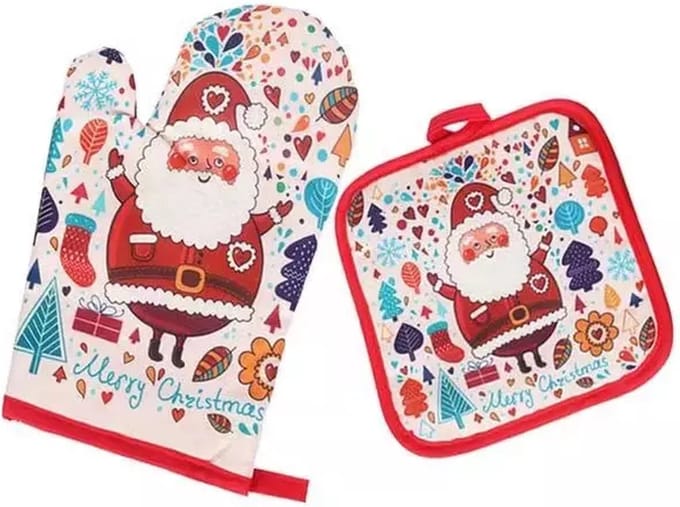 Ovenwant Kerst - Pannenlap Kerst - Cadeau idee - Gewatteerde voering - 2 Delig - Thermo Coating
