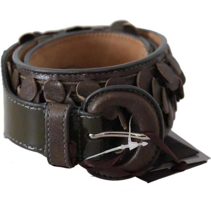 Ermanno Scervino Donkerbruin Leren Ronde Gesp Tailleband
