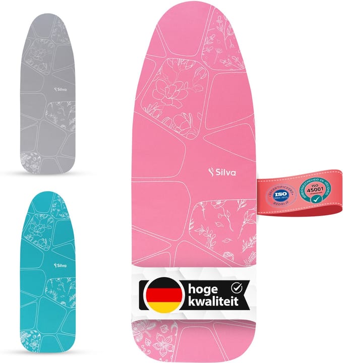 Silva Strijkplankhoes M - 100% Katoen Molton 5mm - Roze - Strijkplankovertrek - 117 x 37cm