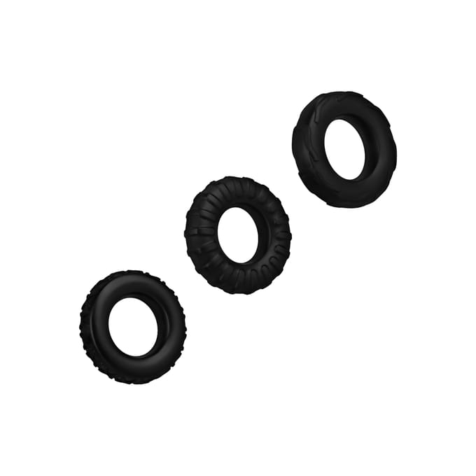 EIS, penisring-set, 3-delig, 3 designs, gemaakt van siliconen,en Ø 20 en 50 mm