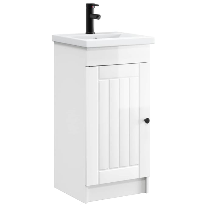 vidaXL - Badkamer - Vanity - met - Wastafel - Hoogglans - Wit - 42 - x - 40 - x - 84,5 - cm