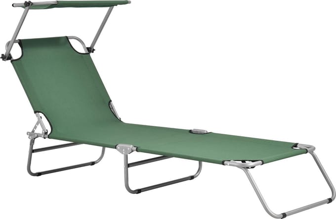 Ligbed met luifel Argozelo 186x55x24 cm donkergroen casa.pro