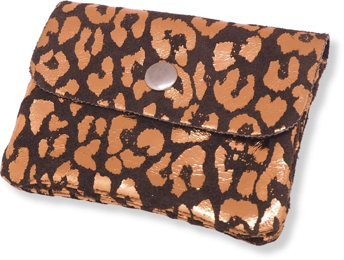 Bijoutheek Portemonnee Leer Italiaans Suede Leopard Bruin