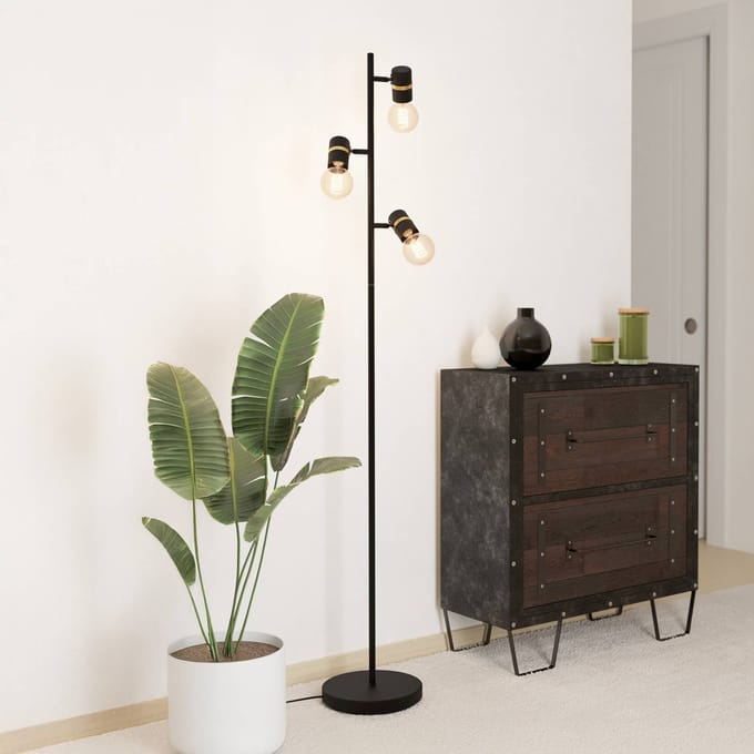 EGLO Lurone Vloerlamp - E27 - 160 cm - Zwart/Goud