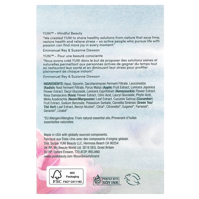 Yuni Beauty, Shower Sheet, Rose & Cucumber, 12 Pieces white