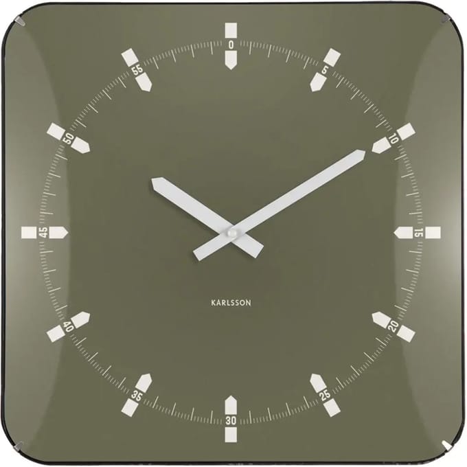 Karlsson Wandklok Sucinto Dome Square - Groen - 35x35x35cm - Wandklok Modern