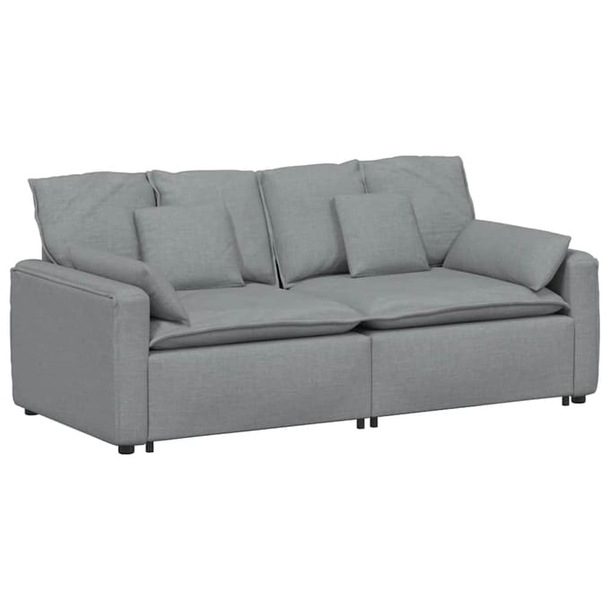 vidaXL - Modulaire - bank - met - kussens - lichtgrijs