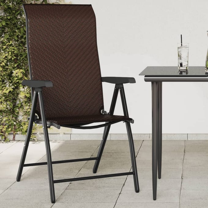 vidaXL - Opklapbare - stoelen, - 2 - stuks, - bruin - polyrotan