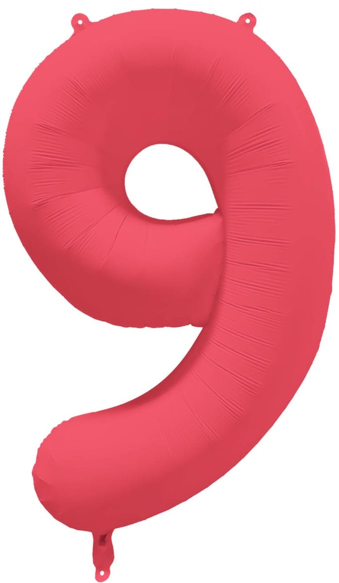 Riethmüller - Folieballon cijfer 9 - neon rood - 86 cm