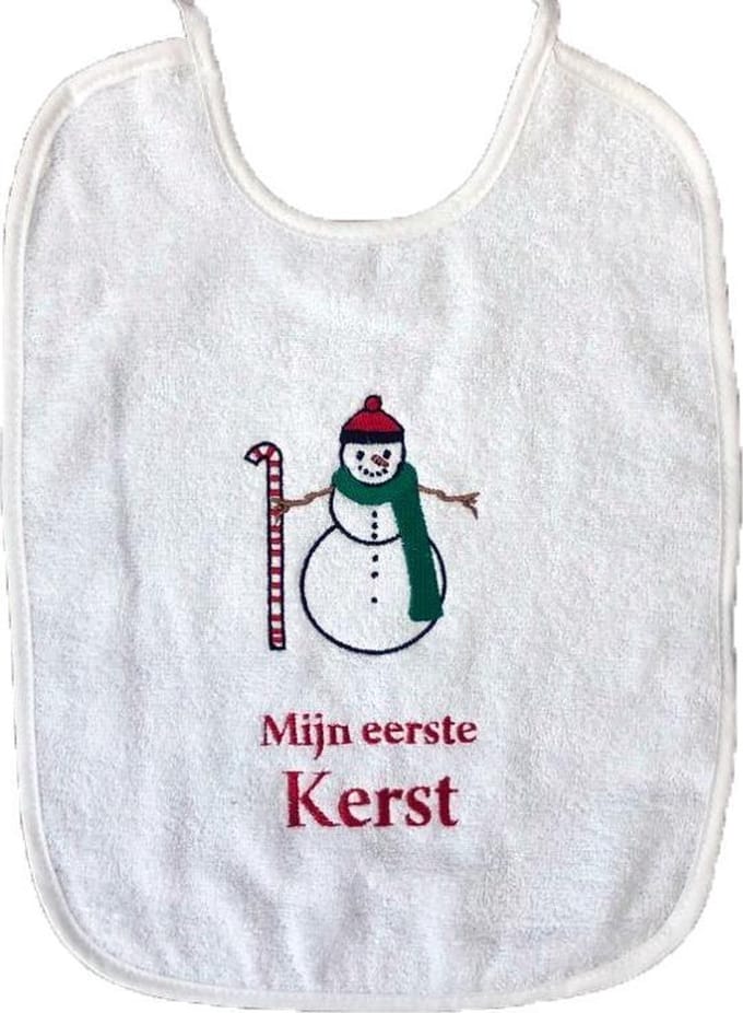 Slabbetje mijn eerste kerst sneeuwpop