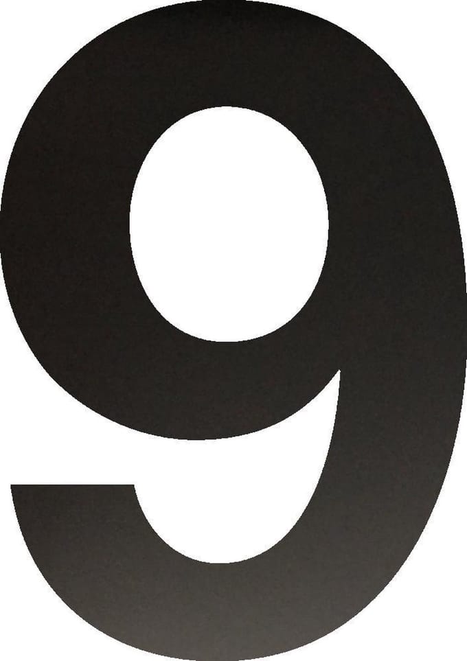 Huisnummer 30 cm - Nummer 9 - Mat Zwart