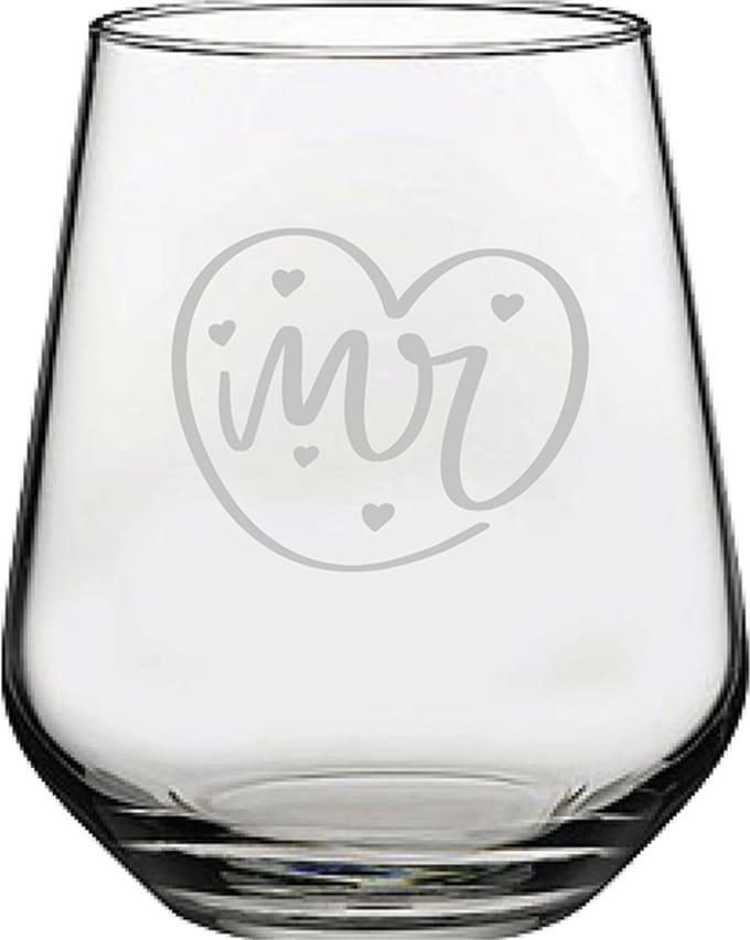 Gegraveerde drinkglas 42,5cl Mr. In hartje