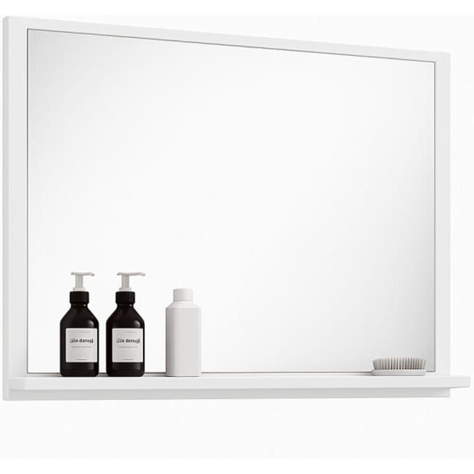Badplaats Badkamerspiegel Oliver 60 x 12 x 50 cm - Wit - Spiegel met Houten Frame en Planchet