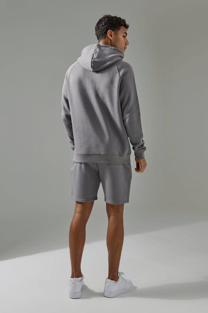 Regular Fit Man Active Hoodie & Short Tracksuit | Charcoal | Size Medium