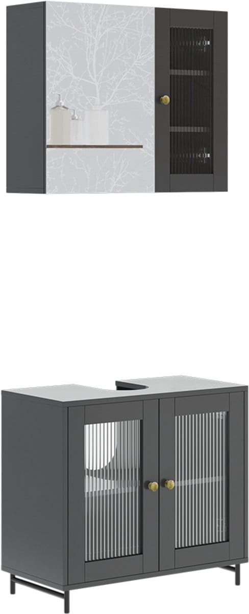 Vicco Badkamermeubelset Malte, Grijs, 2-delig