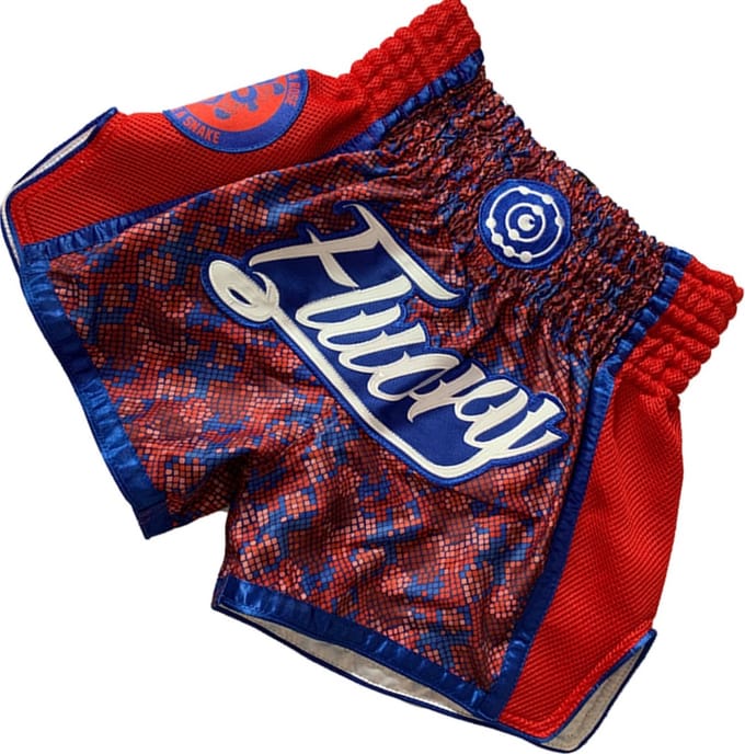 Fluory Muay Thai Shorts Kickboxing Square Colors Red - S