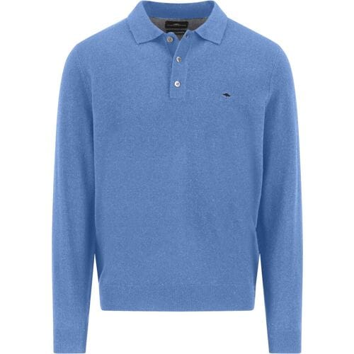 Fynch-Hatton Trui Polo Pullover Merino Cashmere Crystal Blue / male