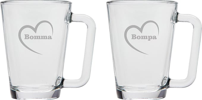 Theeglas gegraveerd - 26cl - Bomma-Bompa-hartje