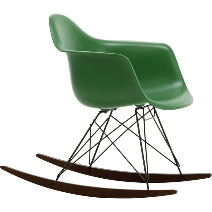 Vitra RAR Eames Plastic Armchair - smaragd RE - zwart - sleden esdoorn donker