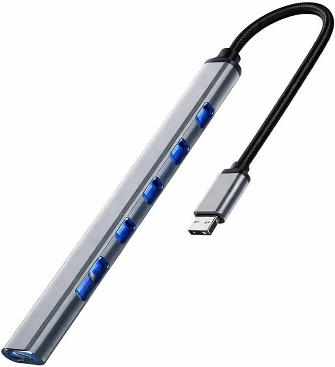 USB-C Hub - Type-C Adapter - Extra Poorten - Zeven USB 3.0 - Compact Ontwerp - Zwart
