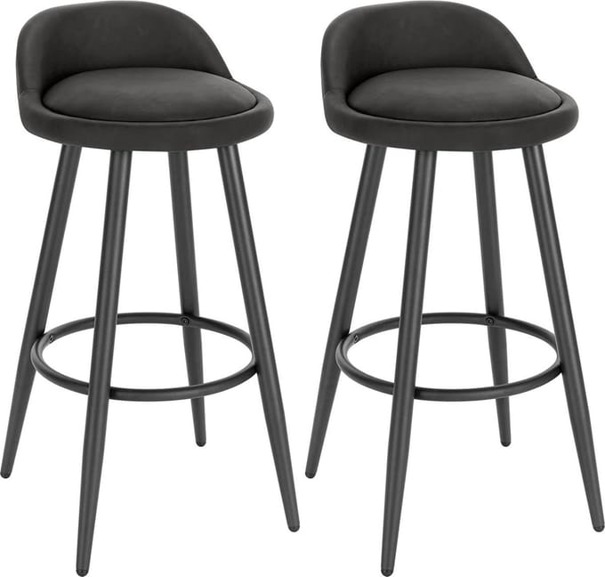 Bolt Edge Leren Barkrukken - Antraciet - Ergonomisch - Zithoogte 69cm - Set van 2