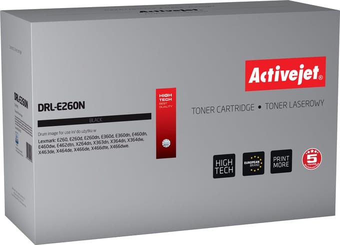 ActiveJet DRL-E260N Drum voor Lexmark printer; Lexmark E260X22G vervanging; Opperste; 30000 pagina's; zwart.