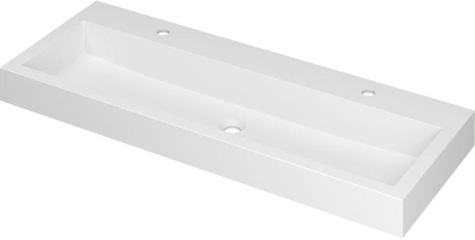 INK Momento Wastafel Polystone met 2 Kraangaten - 1200x450x90 mm - Mat Wit