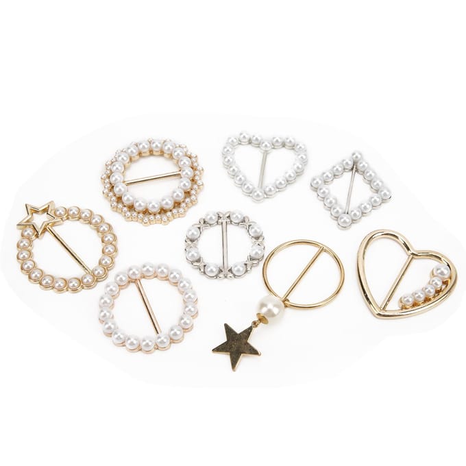 8 Stuks Parel Sjaalklem Elegant Mode Glanzend Stevig Stabiel Simplistisch T-shirt Clips white