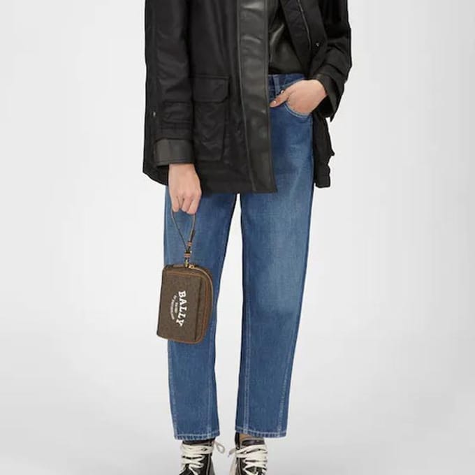Bally Cedy 17 Klassiek Logo Print Rits Polsbandje Clutch Dames clutch Bruin 6301710 Basic Set (Bag+Dust Bag) gray