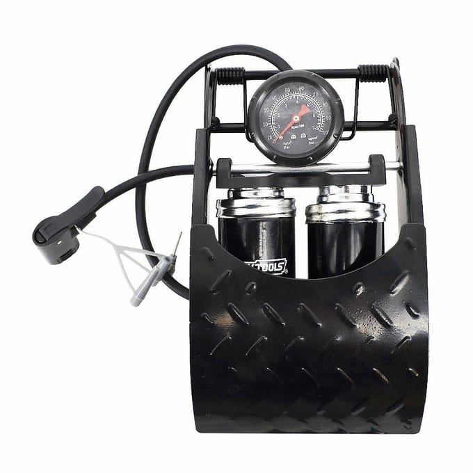 Awtools AW19315 - Voetpomp Dubbelcilinder - Met Manometer - 7 Bar - Ergonomische Pedaal